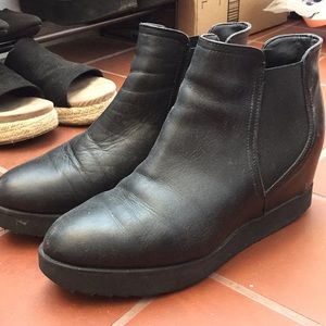 Black Italian leather booties